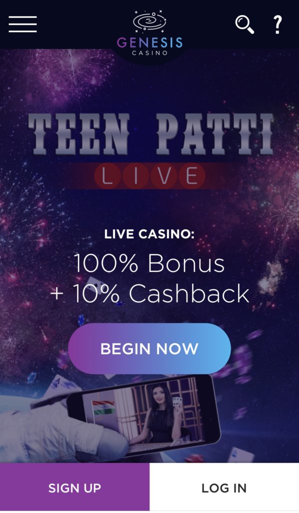 Genesis Casino Teen Patti Bonus 