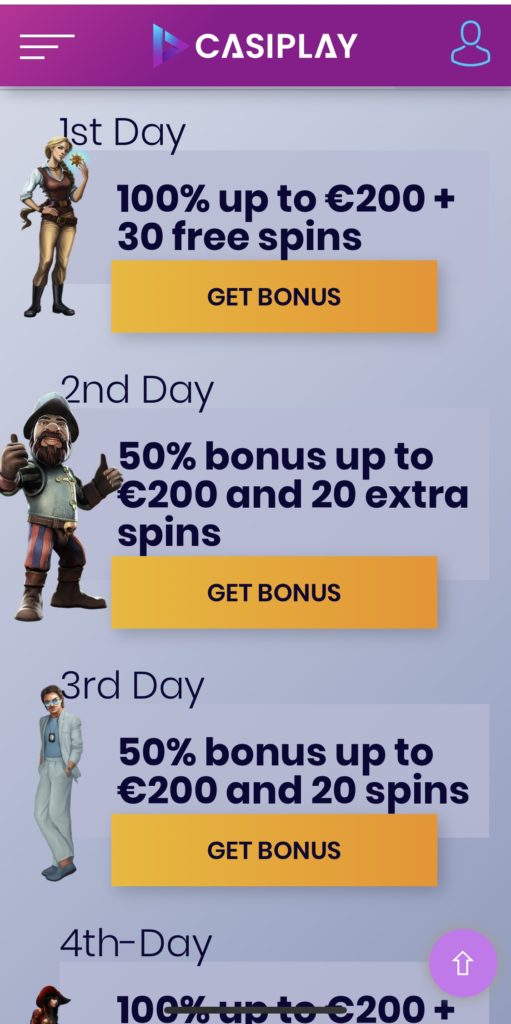 Casiplay Welcome Bonus