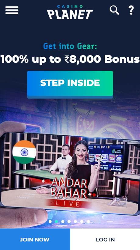 Casino Planet India Welcome Page