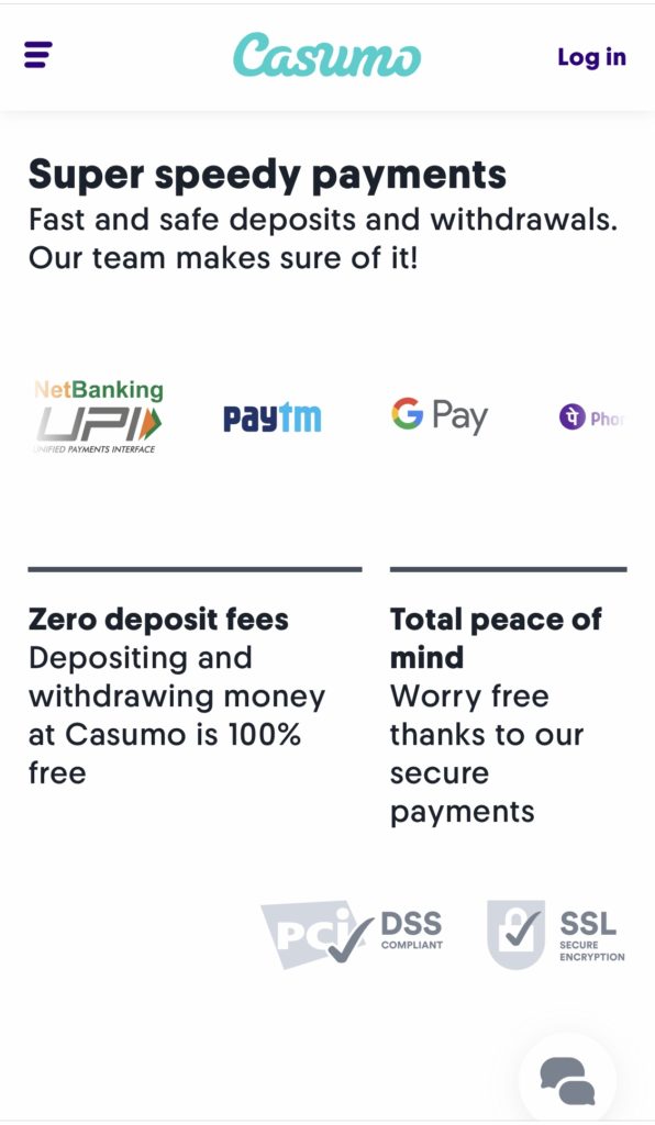 Casumo India Deposit Options