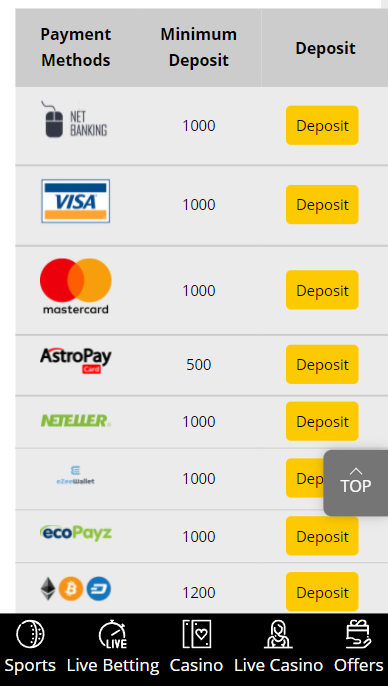 10cric casino payment methods
