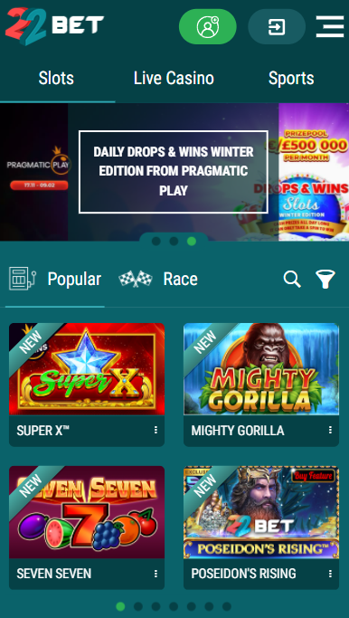 22bet india casino games homepage