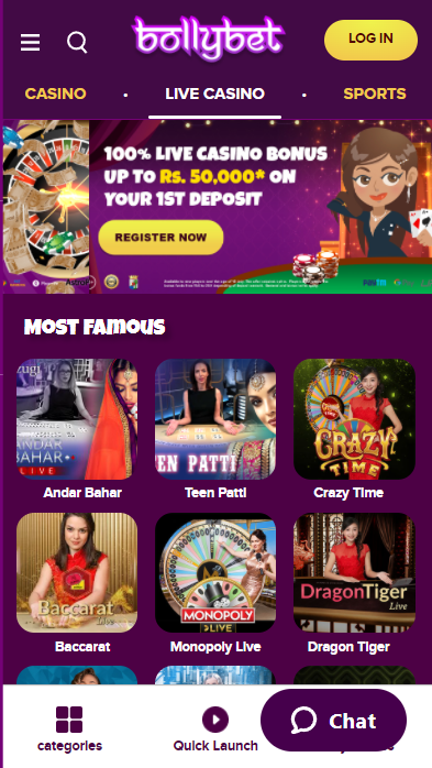 Bollybet India homepage