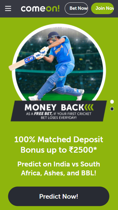Comeon india homepage promotion