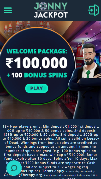Jonny Jackpot casino India homepage
