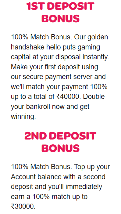 Spin Palace deposit bonus India